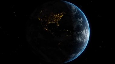 Planet Earth Globe Zoom Evren Uzay Galaxy Dijital Animasyon Arka Plan Hareketli