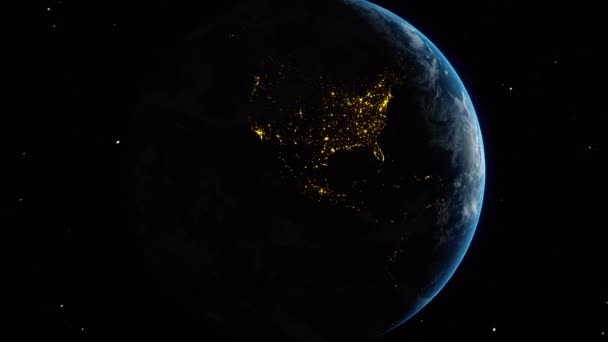 Планета Земля Земной Шар Движется Вселенной Космическая Галактика Цифровая Анимация — стоковое видео
