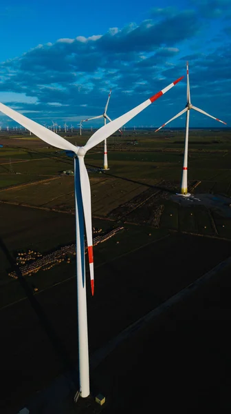 Der Nähe Der Turbine Windkraftanlage Aus Der Luft Nachhaltige Entwicklung — Stockfoto