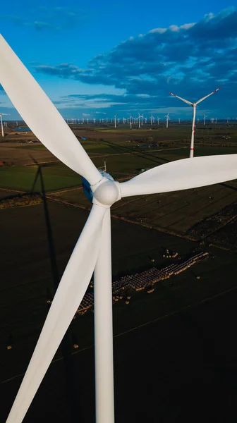 Der Nähe Der Turbine Windkraftanlage Aus Der Luft Nachhaltige Entwicklung — Stockfoto