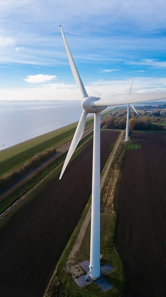 Blisko Turbiny Turbina Wiatrowa Lotu Ptaka Zrównoważony Rozwój Przyjazne Dla — Zdjęcie stockowe