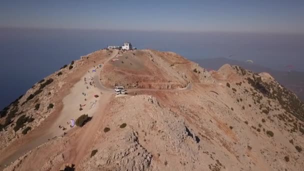 Parapente Comienza Desde Montaña Pavo Babadag Mountain Oludeniz Deporte Extremo — Vídeos de Stock