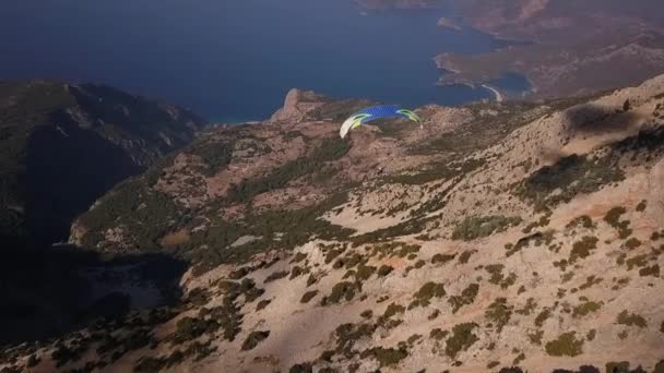 Parapente Comienza Desde Montaña Pavo Babadag Mountain Oludeniz Deporte Extremo — Vídeos de Stock