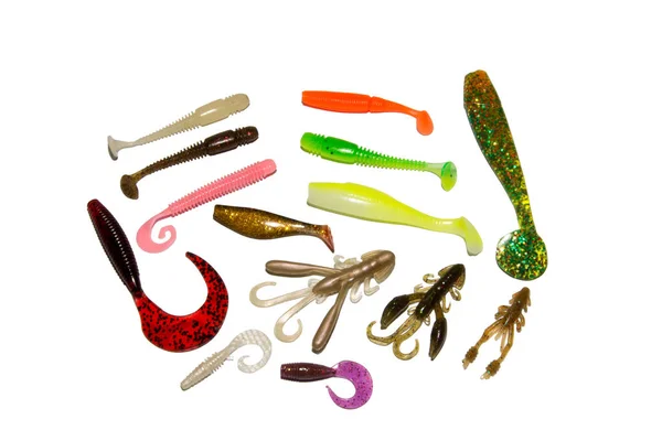 Silikon Lures Balıkçılık Yenilebilir Kauçuk Balık Yakalamak Için Lures Renkli — Stok fotoğraf