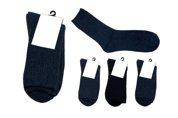 Natuurlijke Wollen Sokken Warme Sokken Grijze Blauwe Sokken Sokken Met — Stockfoto