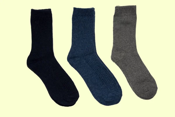 Drie Paar Sokken Sokken Gemaakt Van Natuurlijke Wol Warme Sokken — Stockfoto