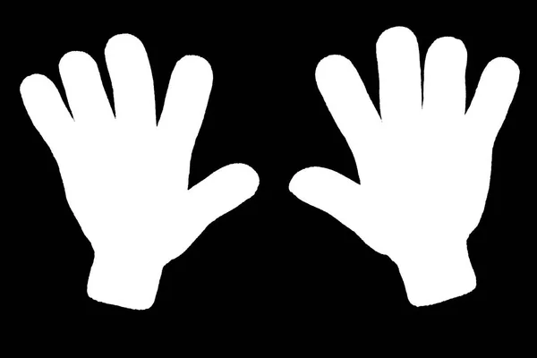 Para Białych Rękawiczek Pionowo Czarnym Tle Białym Tle — Zdjęcie stockowe