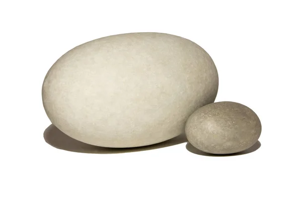 Два Вытянутых Камня Большие Маленькие Серые Камни Изолированный Белом Фоне — стоковое фото