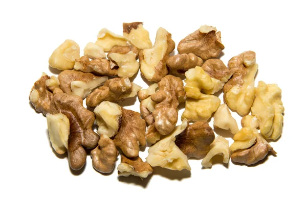 Detail Ořechu Ovoce Ořechu Bílém Pozadí Izolovaný — Stock fotografie