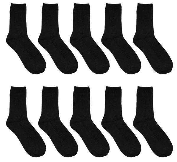 Satz Schwarze Socken Isoliert Auf Weißem Hintergrund Warme Wollsocken Isoliert — Stockfoto