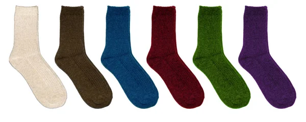 Satz Schwarze Socken Isoliert Auf Weißem Hintergrund Warme Wollsocken Isoliert — Stockfoto