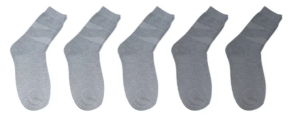 Μια Σειρά Από Μαύρες Κάλτσες Απομονωμένες Λευκό Φόντο Ζεστές Μάλλινες — Φωτογραφία Αρχείου