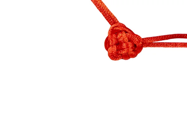 Kleiner Roter Valentinsknoten Aus Dekorativer Kordel Makramee — Stockfoto
