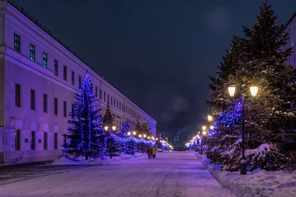 Kazan Rússia 2019 Main Street Iluminação Celebração Ano Novo — Fotografia de Stock