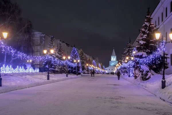 Kazan Rusland 2019 Main Street Nieuwjaar Feest Verlichting — Stockfoto