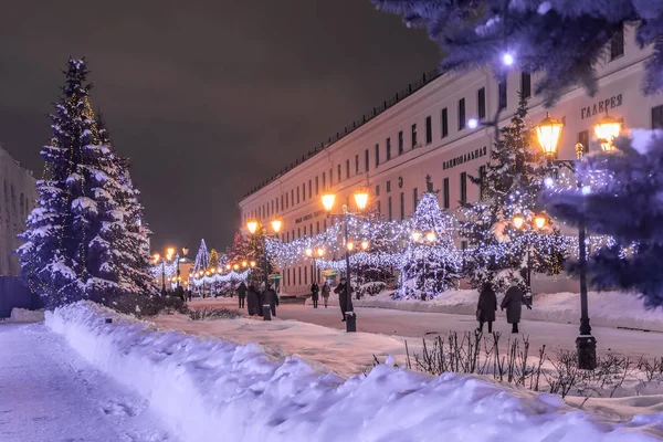 Kazan Russia 2019 Main Street New Year Celebration Illumination — Stock Photo, Image