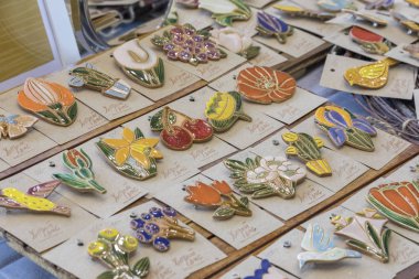 Kazan, Rusya - 03.02.2019: Açık uzay pazarı etkinliği. El yapımı incir standı.