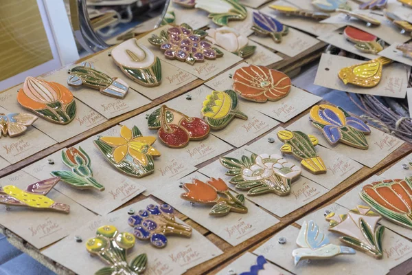 Kazan, Rusya - 03.02.2019: Açık uzay pazarı etkinliği. El yapımı incir standı.