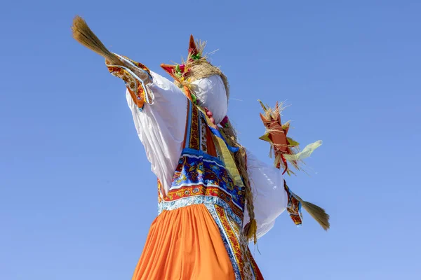 Kazan Russie 2019 Carnaval Maslenitsa Épouvantail Coloré Prêt Brûler — Photo