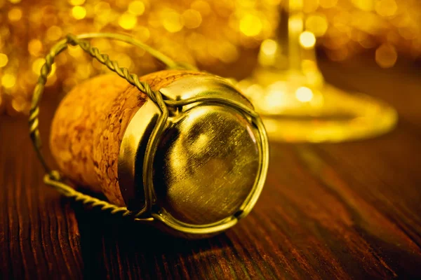 Cork Sparkling Wine Wooden Surface — Stock Photo, Image