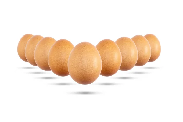 Αυγά Λευκό Και Καφέ Που Απομονώνονται Λευκό Frne — Φωτογραφία Αρχείου