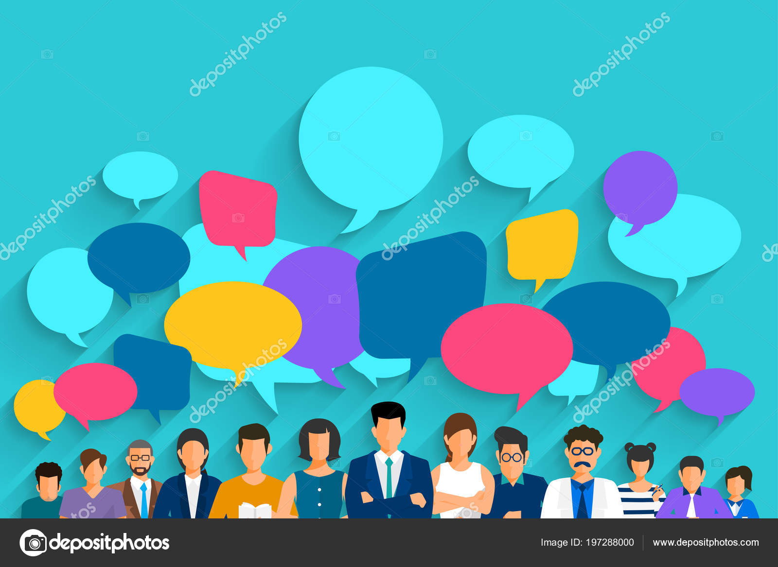 Flat Design Concept Peoples Talk Balloon Message Bubble Vector Flat Design Concept Peoples Talk Balloon Message Bubble Vector