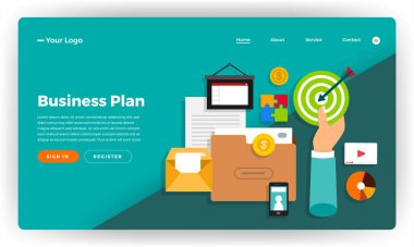 Mock-up tasarım Web sitesi düz tasarım kavramı dijital pazarlama. Online iş stratejik plan. Vektör çizim.