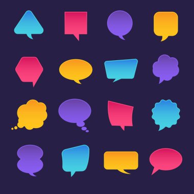 Kabarcık iletinin metin için düz tasarım Icons set