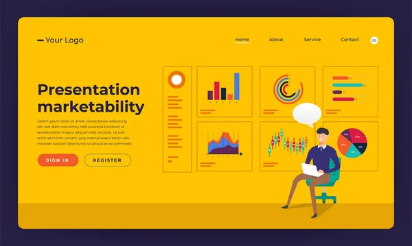 Mock Design Website Flat Design Concept Präsentation Skills Marketability Vektorillustration — Stockvektor