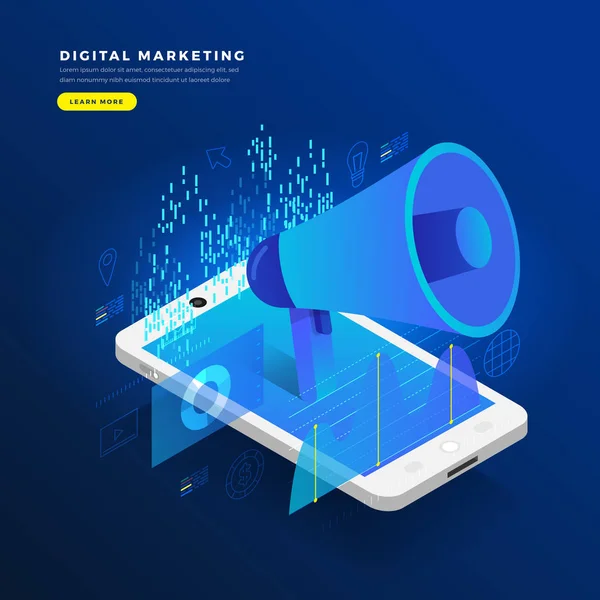 Flaches Designkonzept Digitale Marketing Werbung Online Plattform Analyse Mit Grafik — Stockvektor