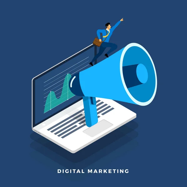Flaches Designkonzept Digitale Marketing Werbung Online Plattform Analyse Mit Grafik — Stockvektor
