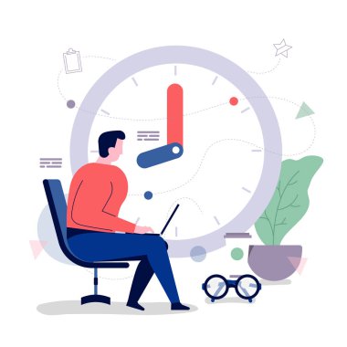 İşadamı ofis çalışanları iş optimize etmek için zaman yönetimi ile. Vektörel çizimler. Düz tasarım konsepti.