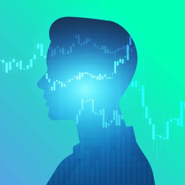 Düz tasarım kavramı siluet insan grafik Menkul Kıymetler Borsası göstermek. Vektör çizimler.