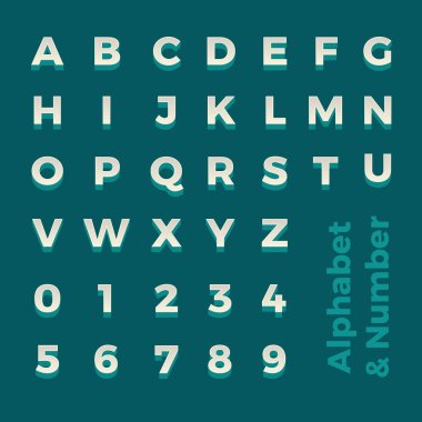 Vektör 3D izometrik alfabe ve sayı. Tasarım düzeni grafik veya Web sitesi banner içerik için.