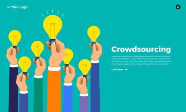 Düz tasarım kavramı crowdsourcing. Vektör göstermek.