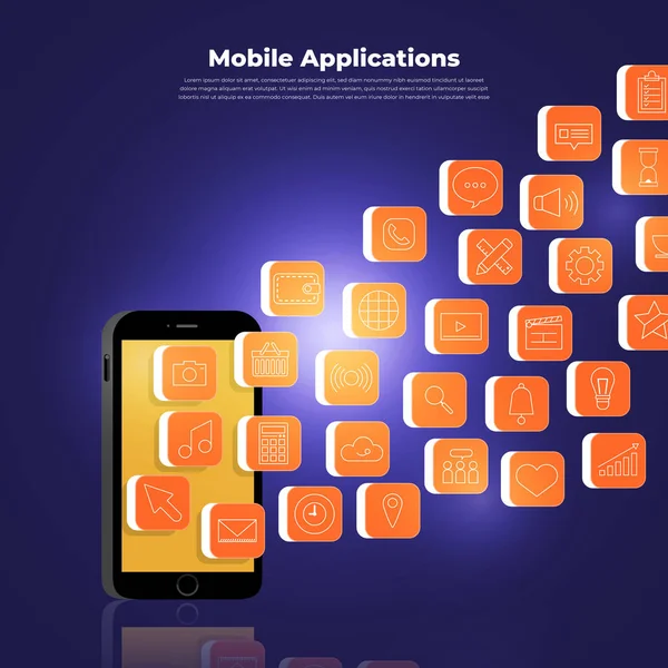 Concept Design Plat Applications Mobiles Appareils Intelligents Illustrations Vectorielles — Image vectorielle