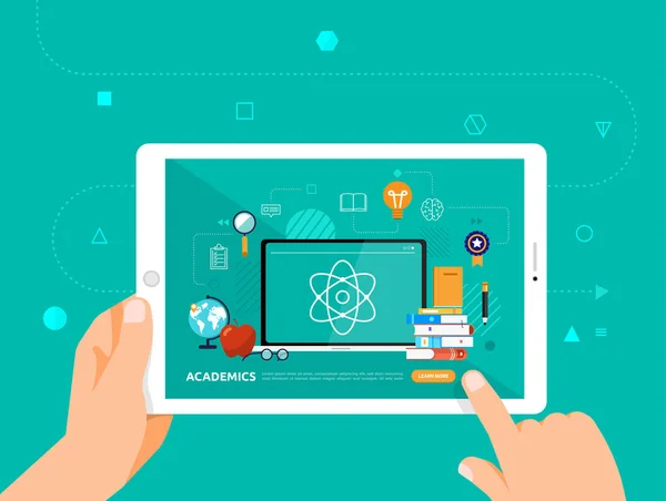 Απεικονίσεις Σχεδίαση Concpt Learning Χέρι Κλικ Στο Tablet Online Μάθημα — Διανυσματικό Αρχείο