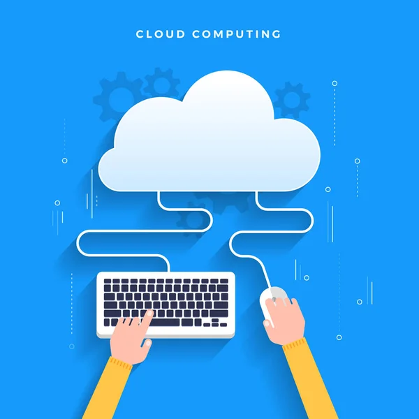 Flaches Designkonzept Cloud Computing Technologie Der Datenbank Informationsdienste Vektorillustrationen — Stockvektor