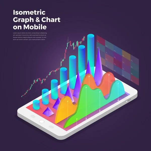 Concepto Diseño Isométrico Herramientas Análisis Aplicaciones Móviles Ilustraciones Vectoriales — Vector de stock