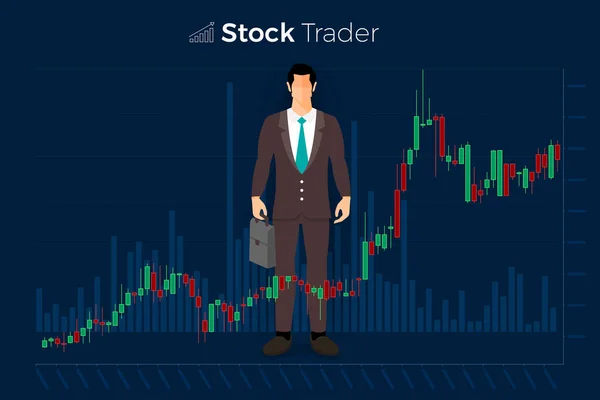 平面设计概念股票交易所和交易商 金融市场业务与图表分析 矢量插图 — 图库矢量图片