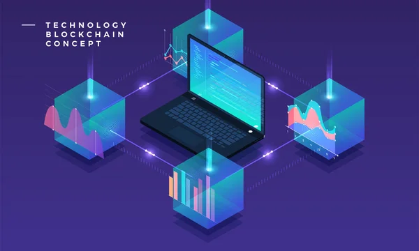 Diseño Plano Blockchain Concepto Tecnología Criptomoneda Composición Para Diseño Diseño — Archivo Imágenes Vectoriales