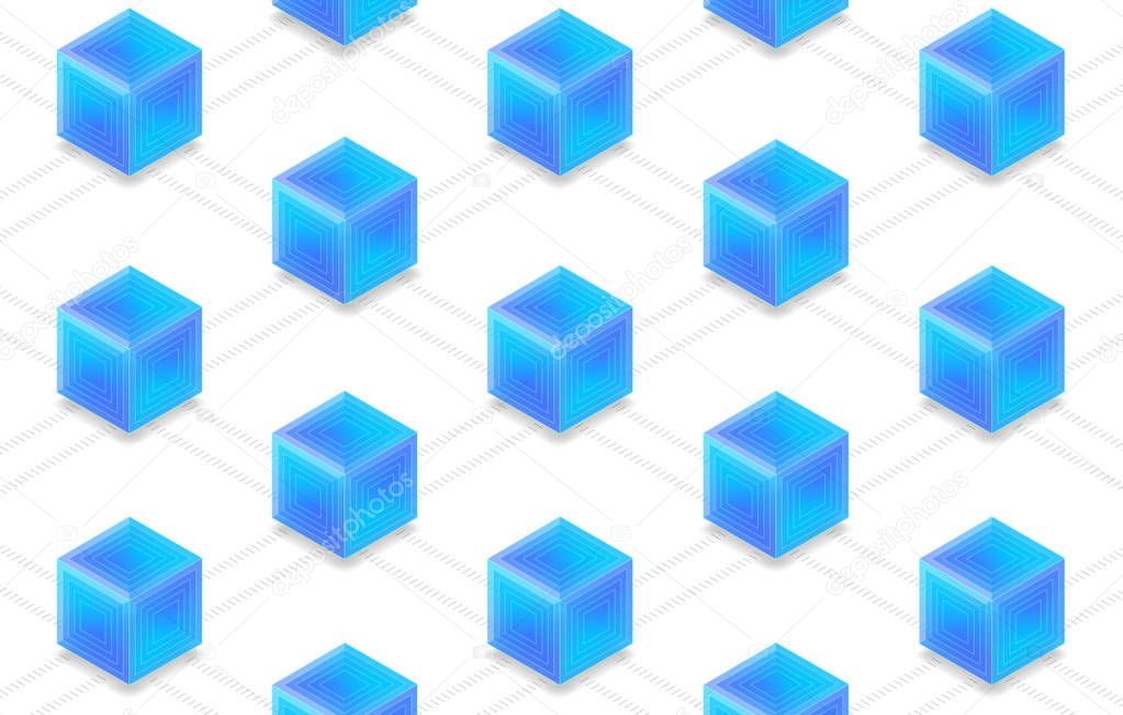 Flat design concept blockchain and cryptocurrency technology. Composition for layout design website banner. Isometric vector illustration.