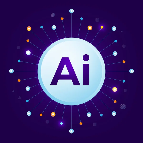 Artificial Intelligence Logo Artificial Intelligence Machine Learning Concept Neural Networks — Stock Vector