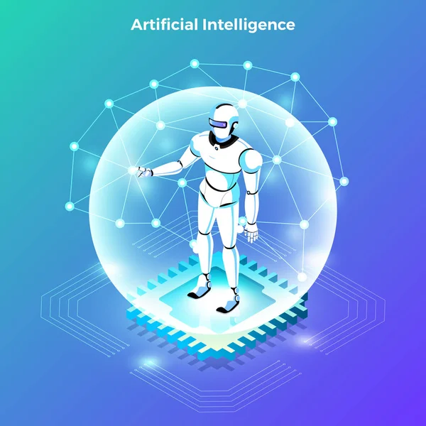 Ilustracje Koncepcji Sztucznej Inteligencji Technologia Pracy Mózgu Smart Komputera Drukarki — Wektor stockowy