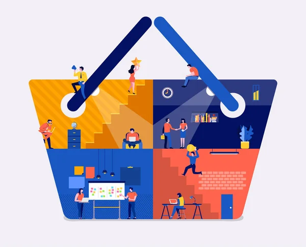 Ilustrações Conceito Design Plano Espaço Trabalho Criar Ícone Site Compras —  Vetores de Stock