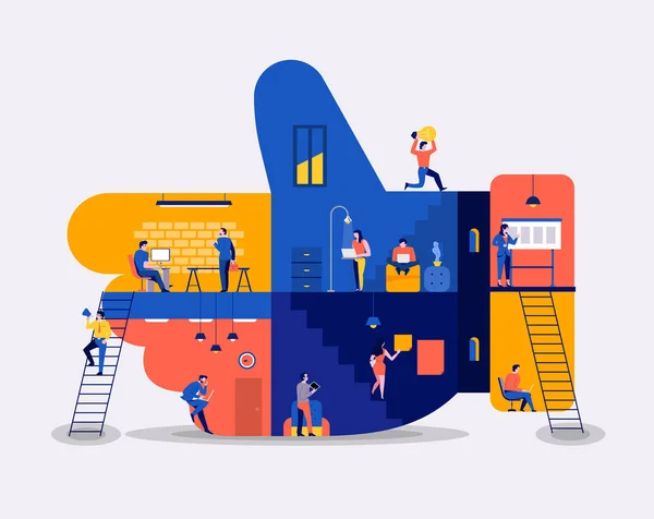 Ilustraciones Concepto Diseño Plano Espacio Trabajo Iconos Construcción Como Botón — Vector de stock