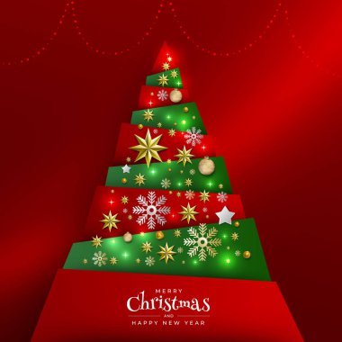 Noel arka plan ile sınır kesme altın folyo yıldız ve gümüş kar tanesi yapılmış. Şık tasarım Noel tebrik kartı ve mutlu yeni yıl. Vektör göstermek.
