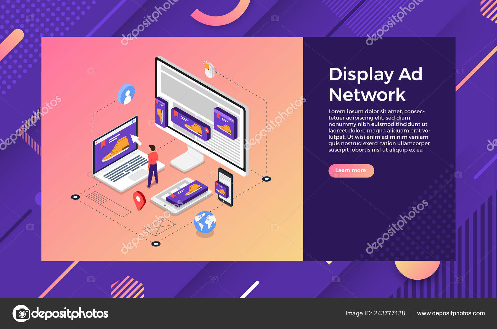 Website Banner Ad Mockup Mockup Landing Page Website Isometric Design Concept Display Banner Networks Stock Vector C Emojoez 243777138