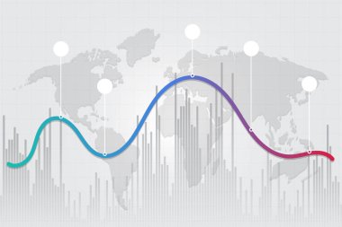 Mum çubuk grafik grafik yatırım borsa işlem hacmi, Menkul Kıymetler Borsası konsept tasarımı ve arka plan. Vektör çizimler.