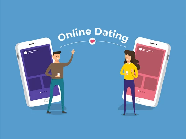 Moderne Illustraties Concpt Dating Online Applicatie Hand Houd Mobiel Praatje — Stockvector